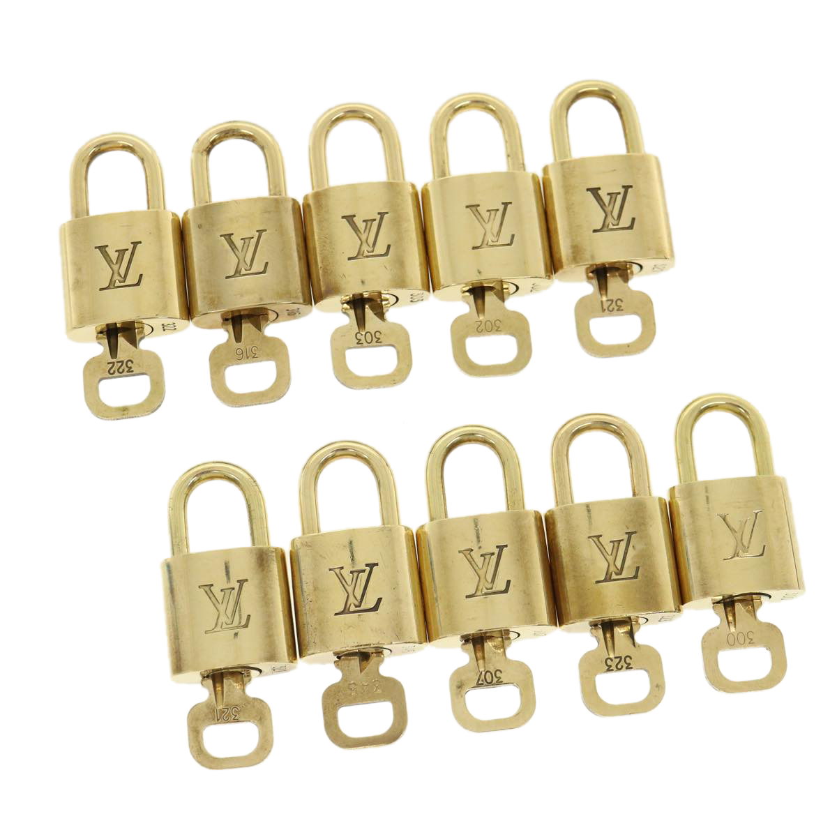 Louis Vuitton Padlock 10set Gold Tone Lv Auth 31777